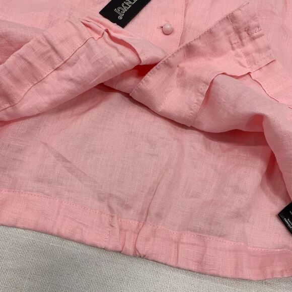 NWT BlankNYC XS 100% linen pink cropped button down shirt - Picture 7 of 11